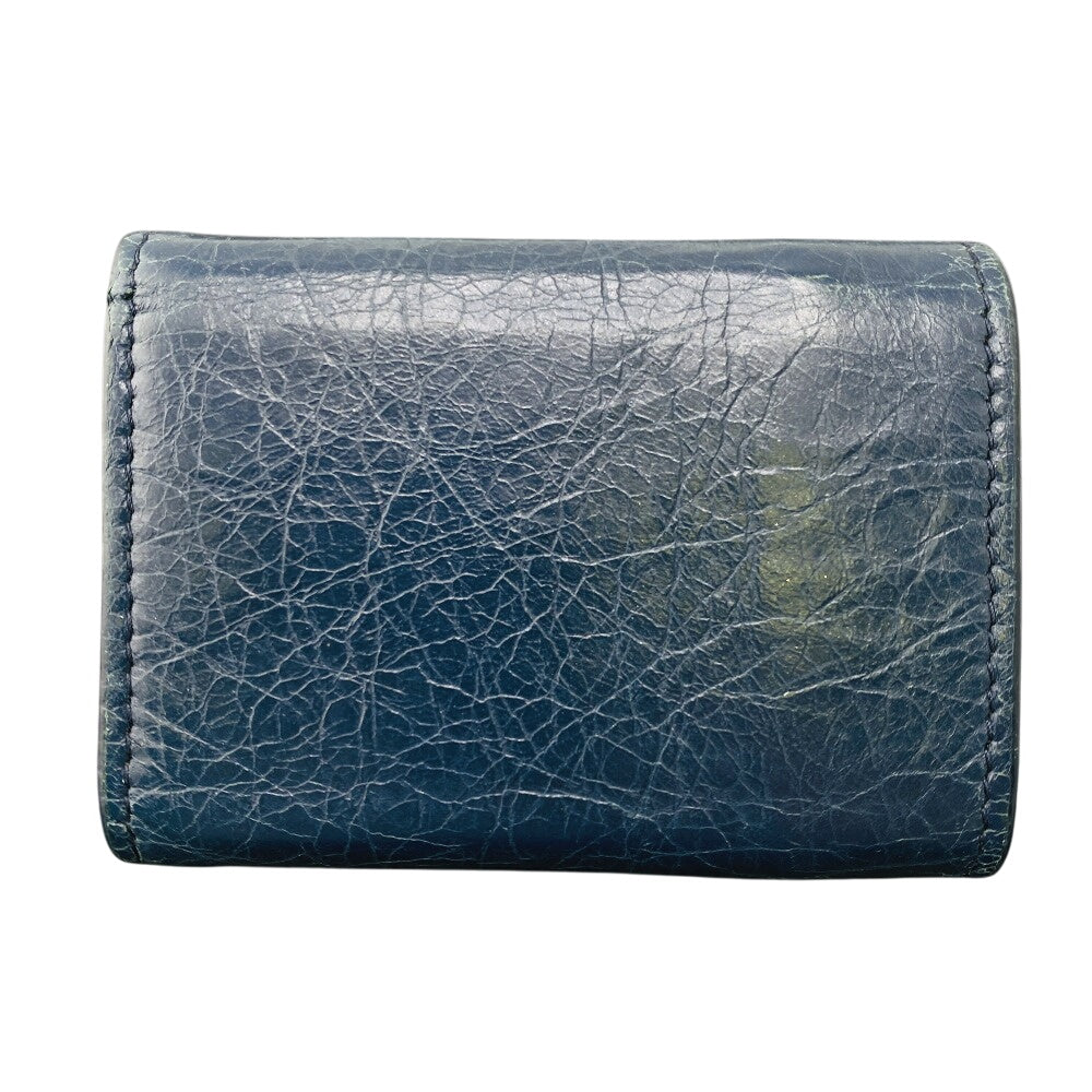 BALENCIAGA Tri-fold wallet 477455 leather Navy Classic mini unisex(Unisex) Used Authentic