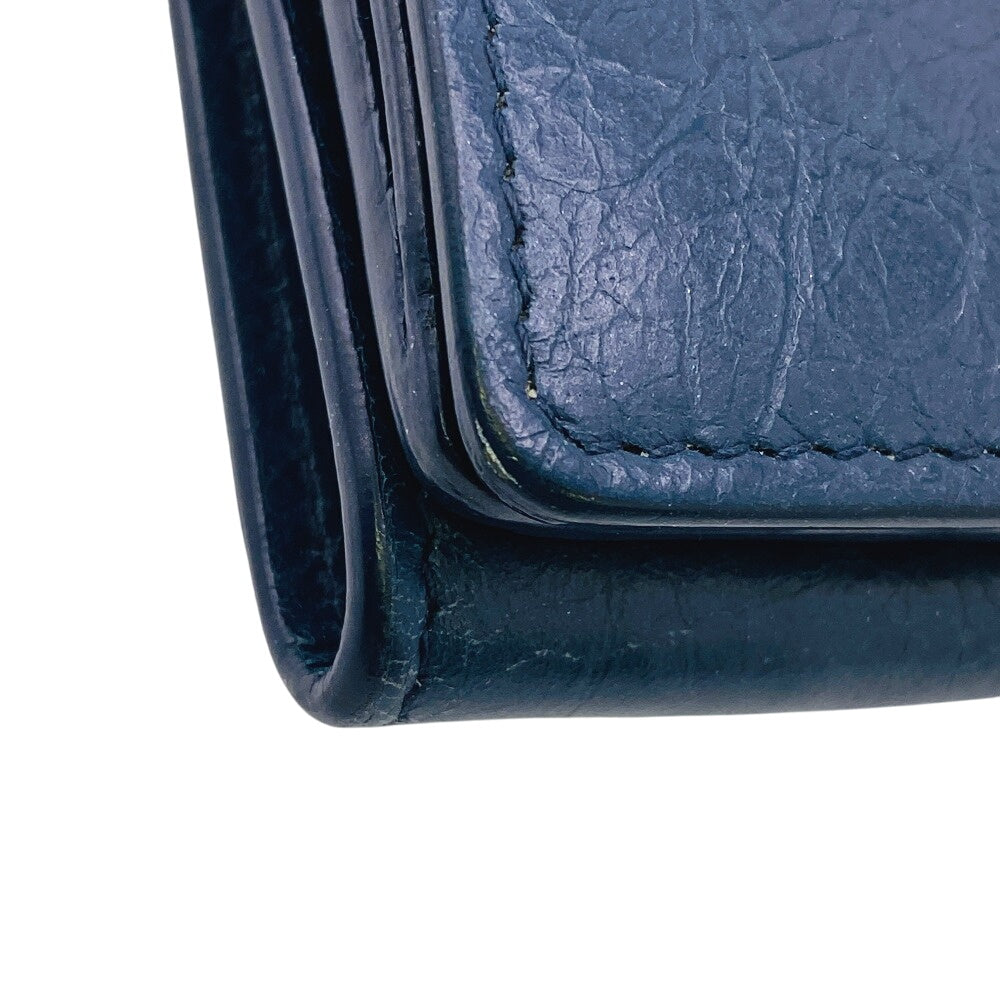 BALENCIAGA Tri-fold wallet 477455 leather Navy Classic mini unisex(Unisex) Used Authentic