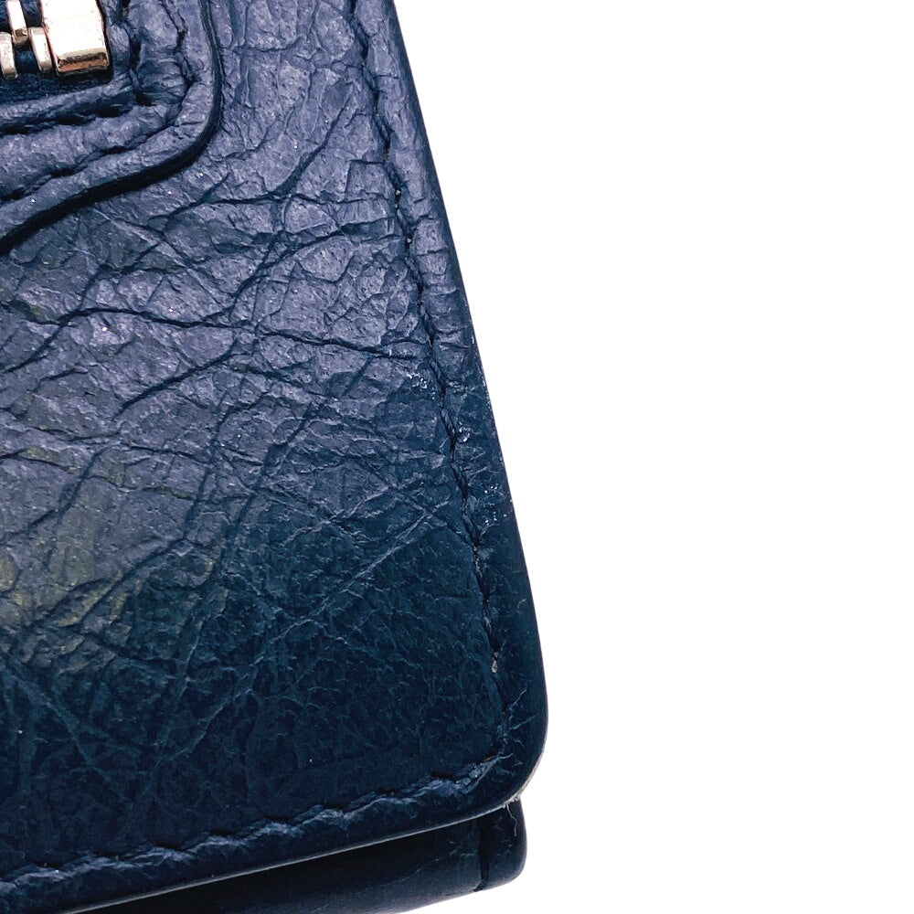 BALENCIAGA Tri-fold wallet 477455 leather Navy Classic mini unisex(Unisex) Used Authentic