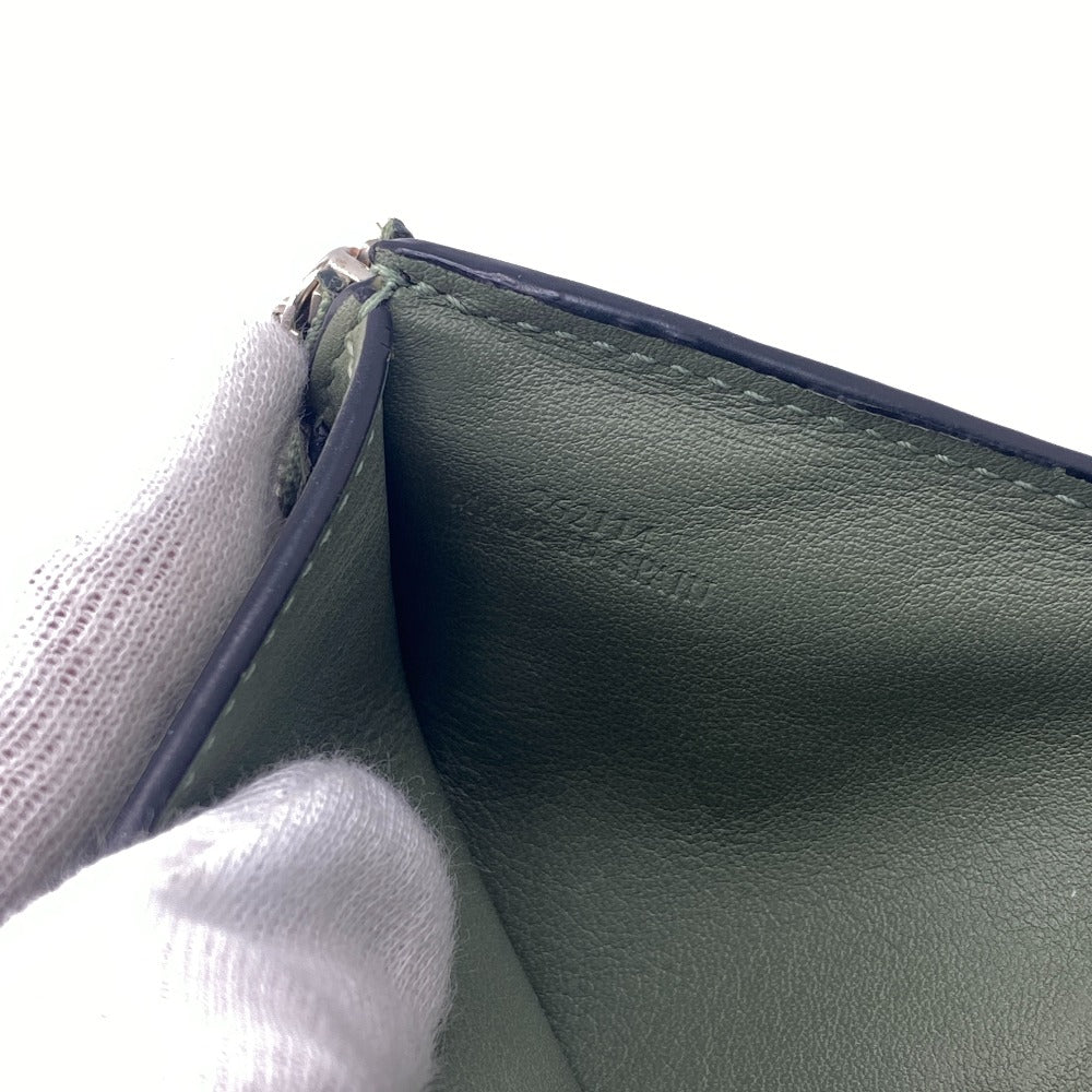 LOEWE Tri-fold wallet leather gray Small vertical wallet unisex(Unisex) Used Authentic