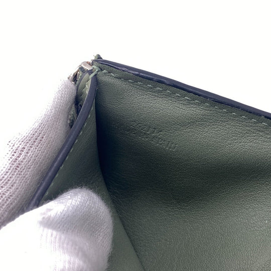 LOEWE Tri-fold wallet leather gray Small vertical wallet unisex(Unisex) Used Authentic
