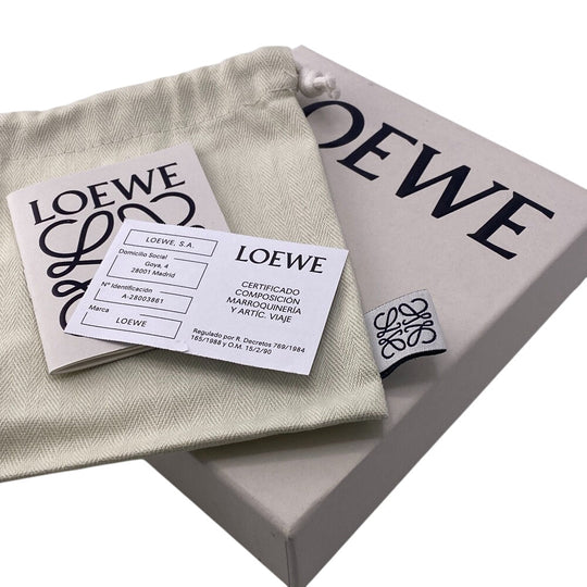 LOEWE Tri-fold wallet leather gray Small vertical wallet unisex(Unisex) Used Authentic