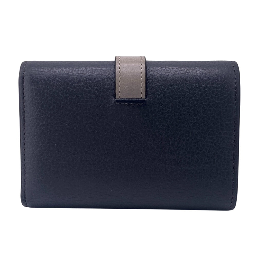 LOEWE Tri-fold wallet leather gray Small vertical wallet unisex(Unisex) Used Authentic