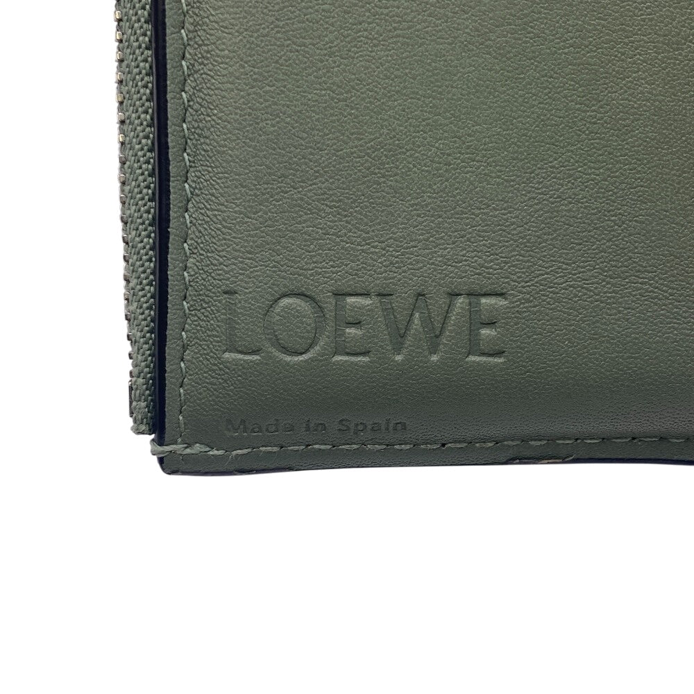 LOEWE Tri-fold wallet leather gray Small vertical wallet unisex(Unisex) Used Authentic