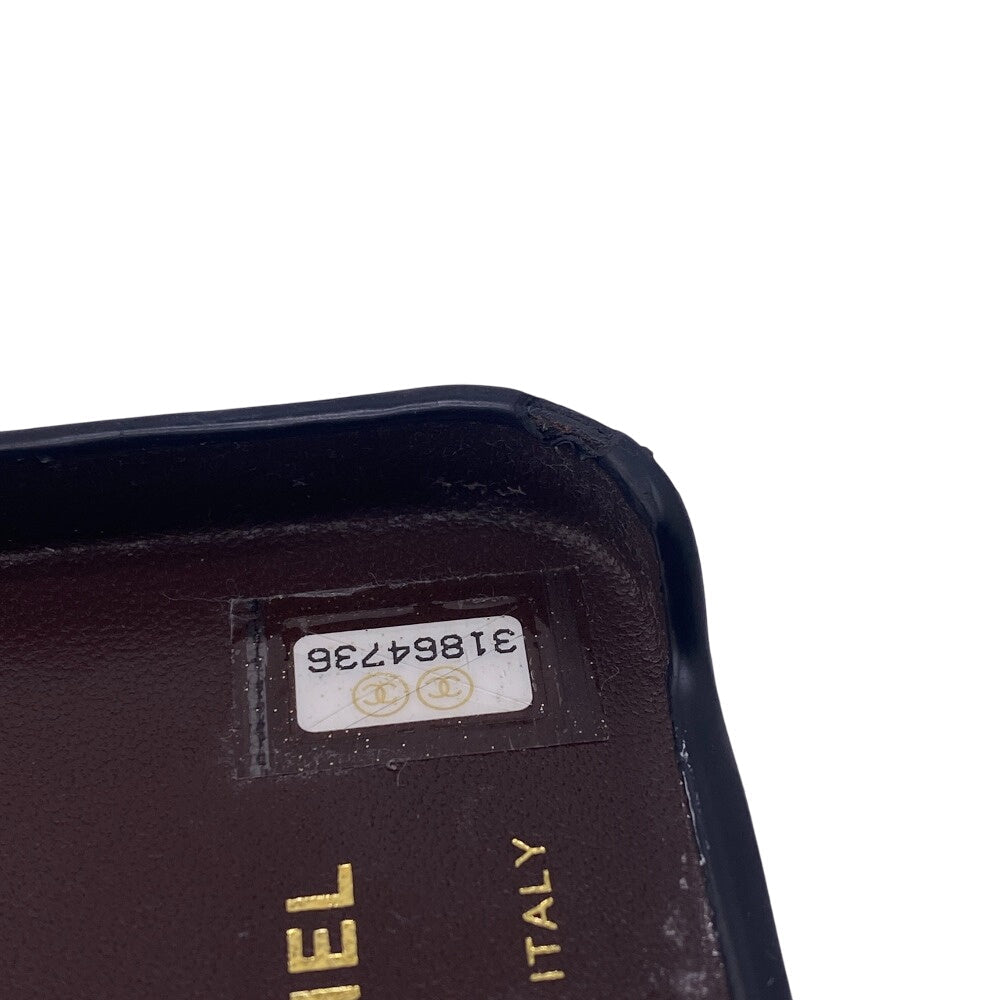 CHANEL iPhone case Caviar Skin, Leather black iPhone14 Matrasse Coco ball Women Used Authentic