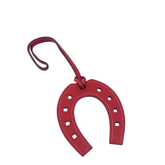 HERMES charm leather Red Paddock schbar Women Used Authentic