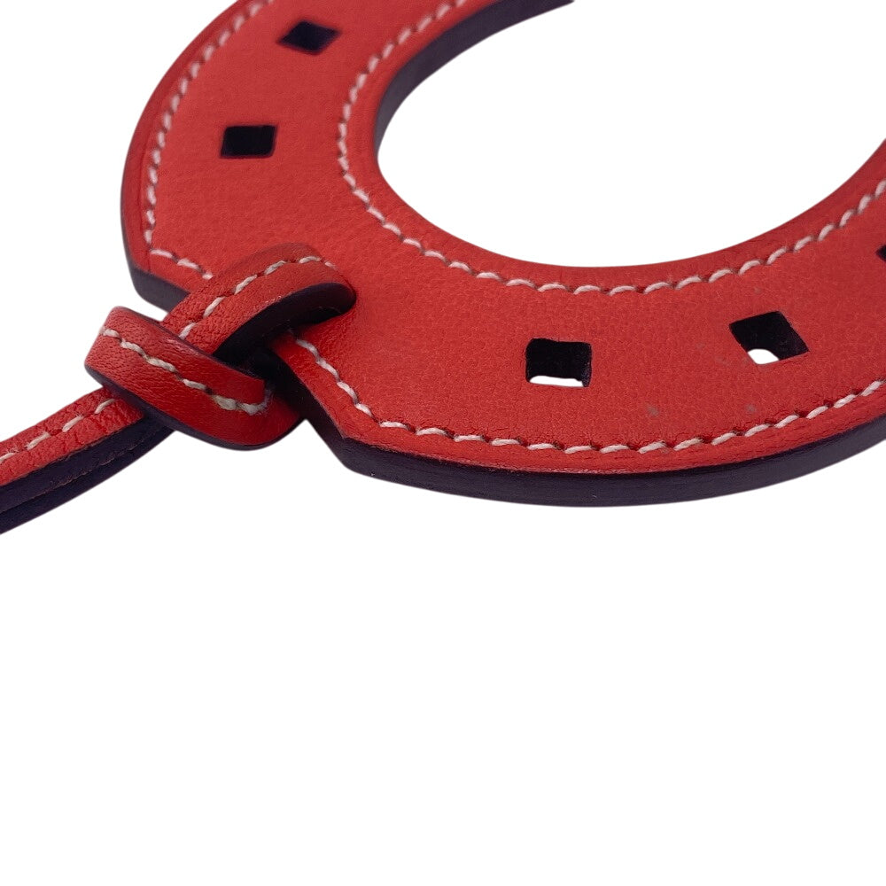 HERMES charm leather Red Paddock schbar Women Used Authentic