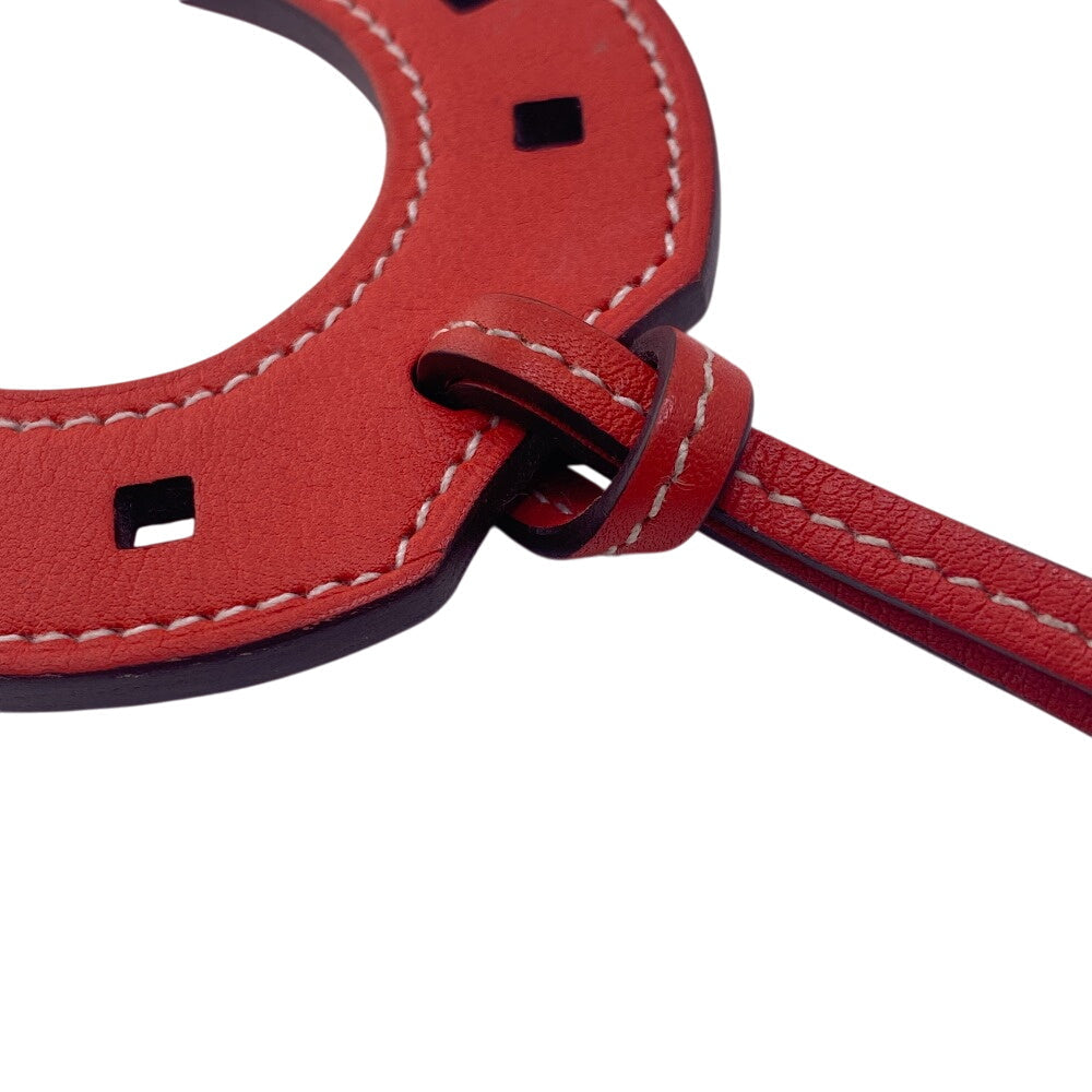 HERMES charm leather Red Paddock schbar Women Used Authentic