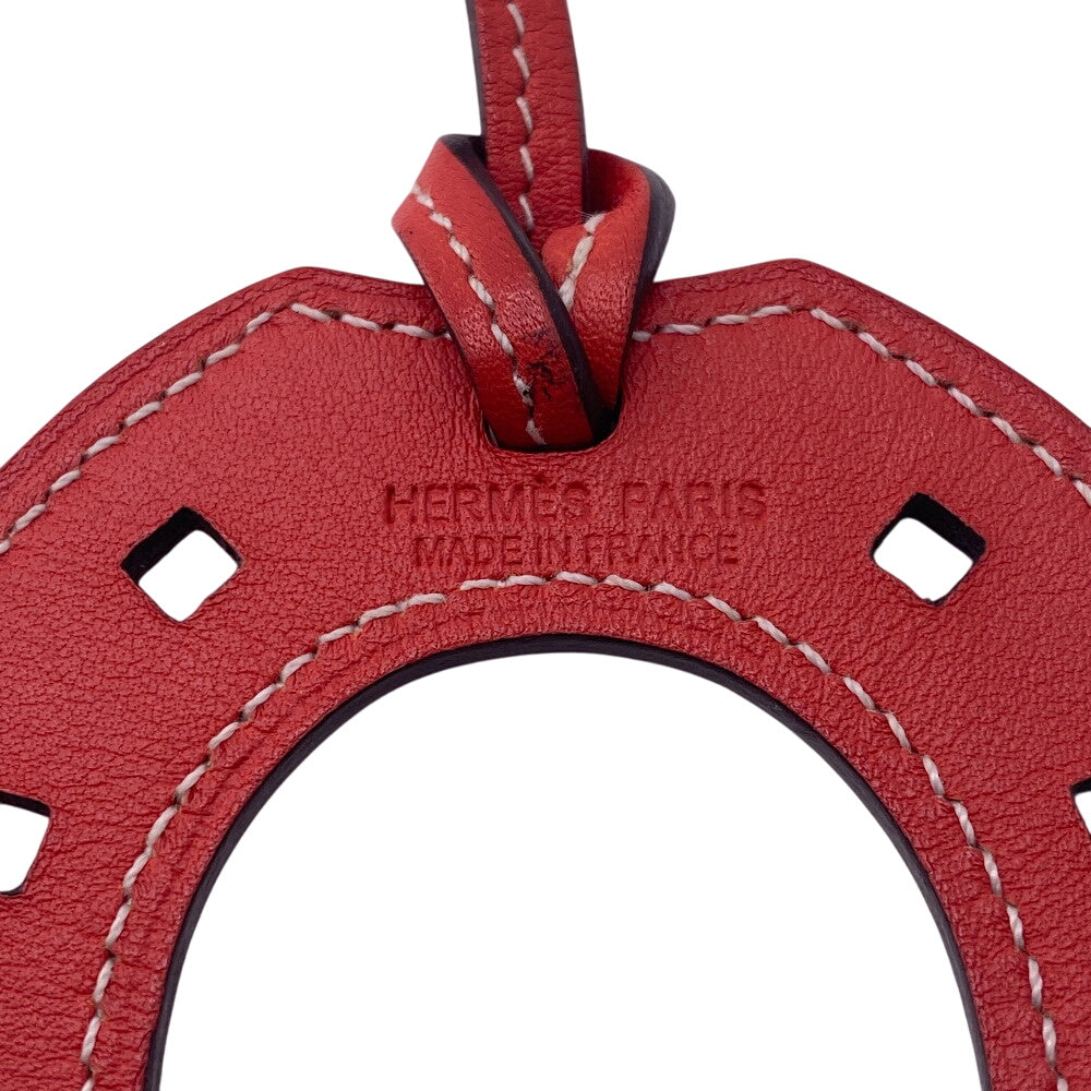 HERMES charm leather Red Paddock schbar Women Used Authentic