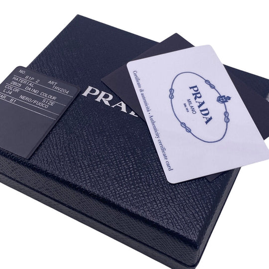 PRADA Bifold Wallet 1MV204 leather black Compact wallet Dyno Color unisex(Unisex) Used Authentic