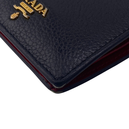 PRADA Bifold Wallet 1MV204 leather black Compact wallet Dyno Color unisex(Unisex) Used Authentic