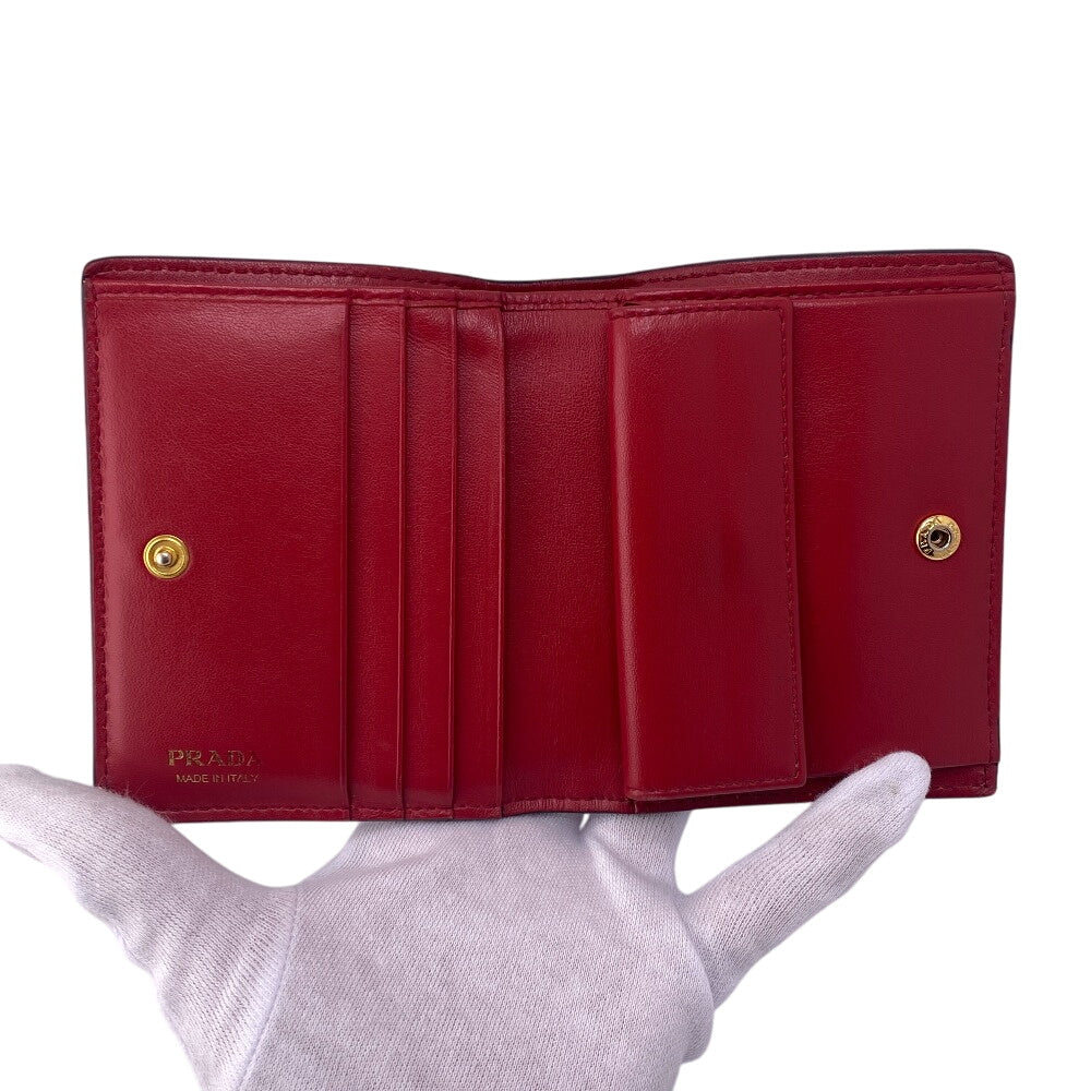 PRADA Bifold Wallet 1MV204 leather black Compact wallet Dyno Color unisex(Unisex) Used Authentic