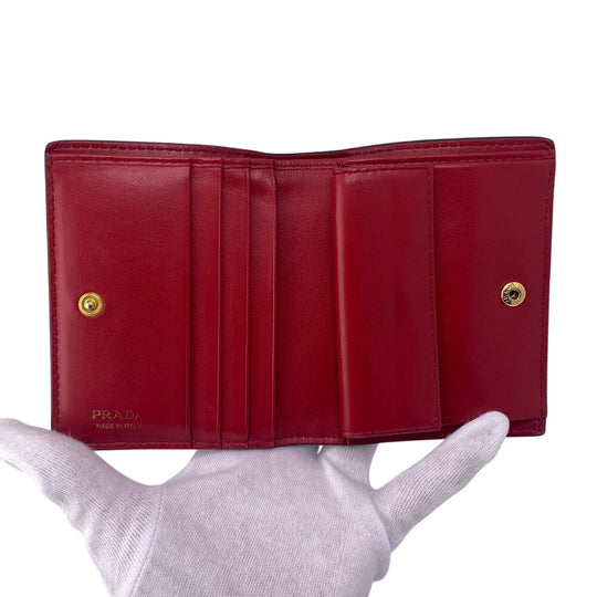 PRADA Bifold Wallet 1MV204 leather black Compact wallet Dyno Color unisex(Unisex) Used Authentic