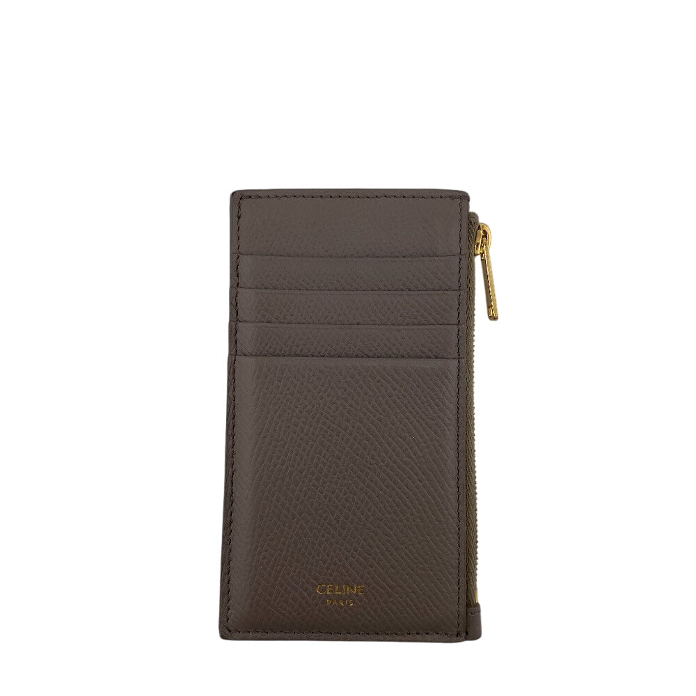 CELINE Card Case leather gray Fragment case Women Used Authentic
