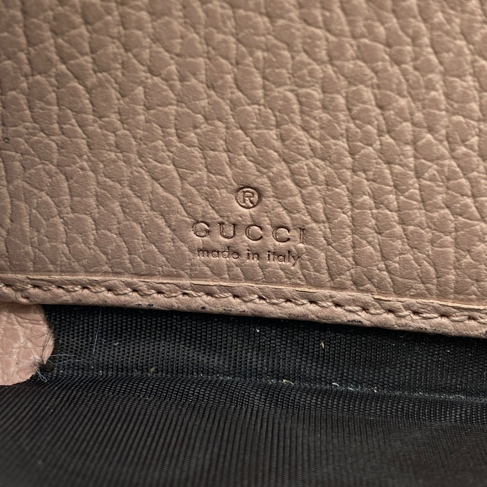 GUCCI Long Wallet Purse 456117 Calfskin Dusty Pink Zip Around GG Marmont GG Supreme Women Used Authentic