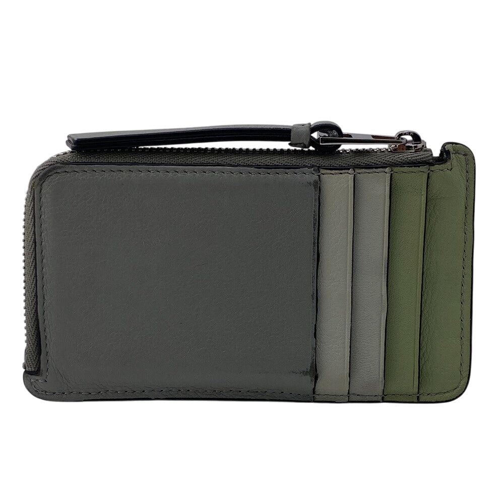 LOEWE Coin case leather green Fragment puzzle Women Used Authentic