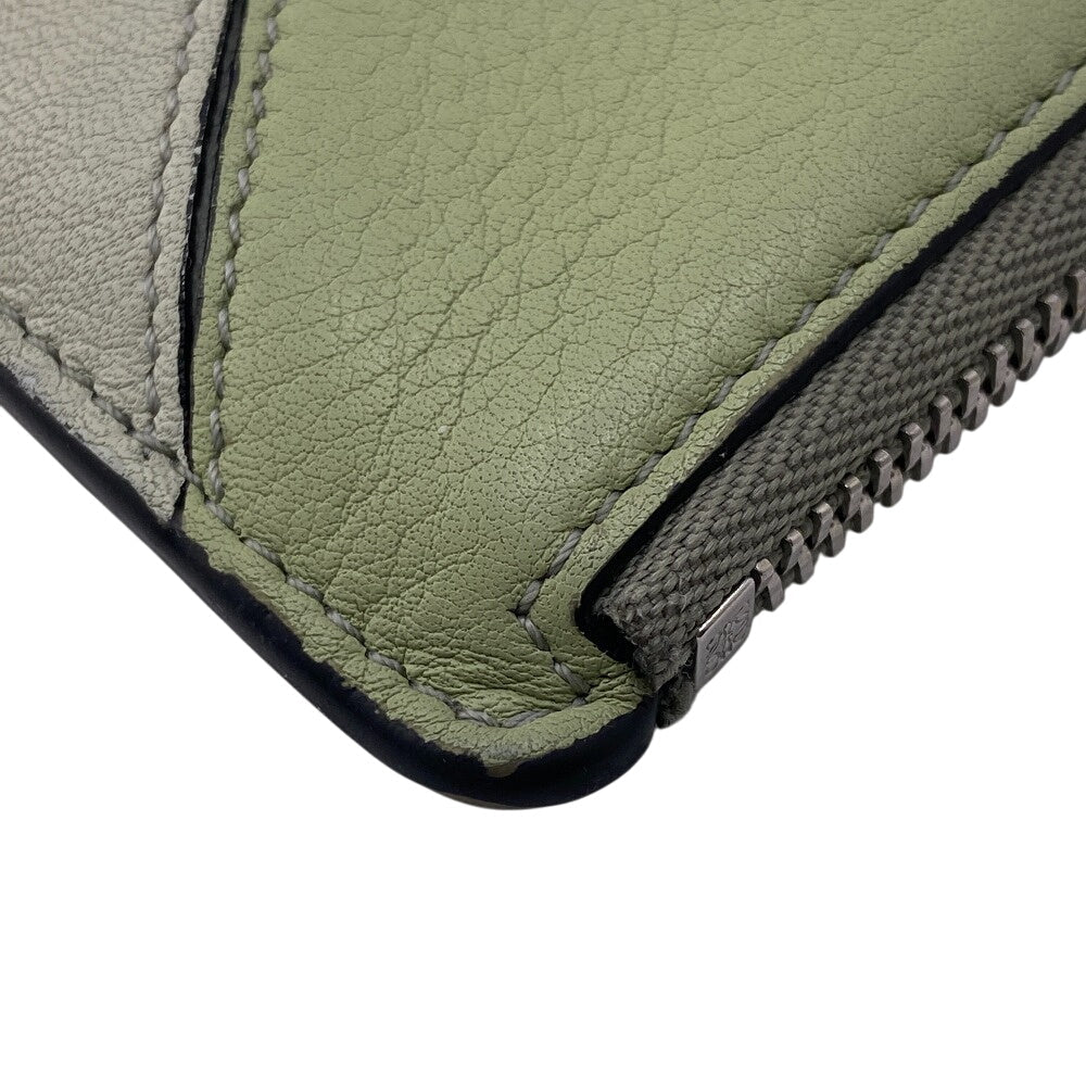 LOEWE Coin case leather green Fragment puzzle Women Used Authentic