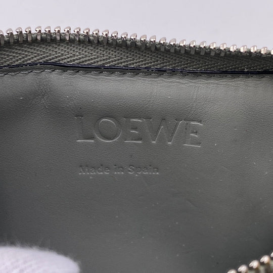 LOEWE Coin case leather green Fragment puzzle Women Used Authentic