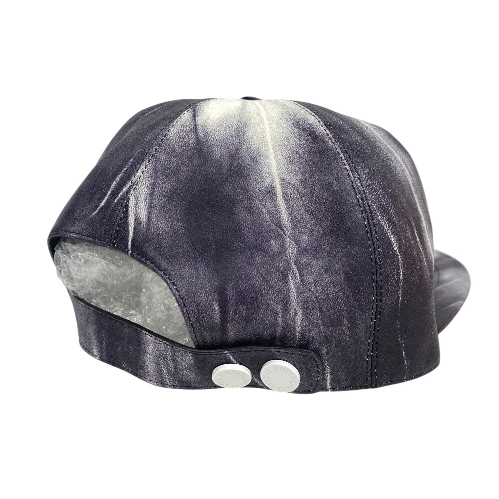LOUIS VUITTON cap MP2334 lambskin Gray type Vuitton MP2334 Newsboy cap tie & diquill 1.0 mens Used Authentic