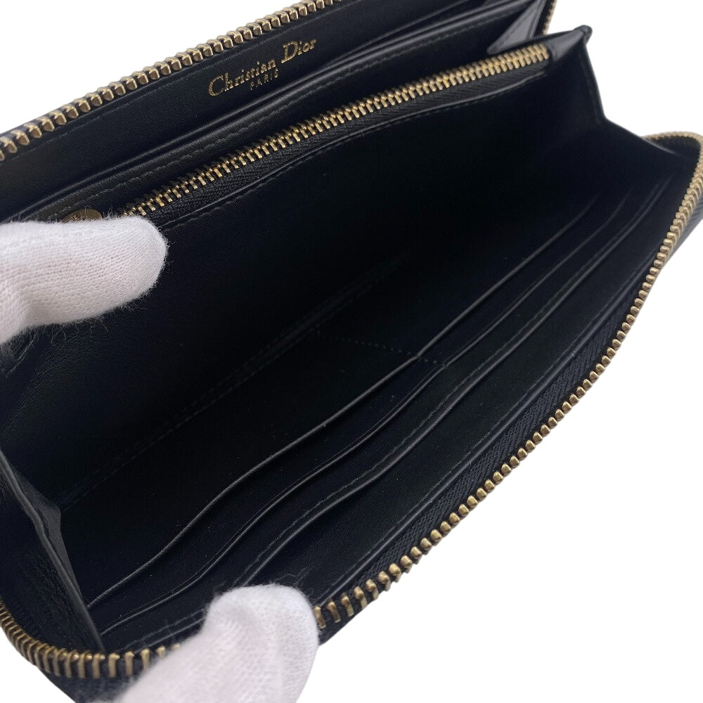 Christian Dior Long Wallet Purse leather black Stars Collection Women(Unisex) Used Authentic