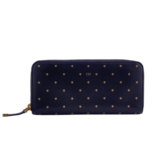 Christian Dior Long Wallet Purse leather black Stars Collection Women(Unisex) Used Authentic