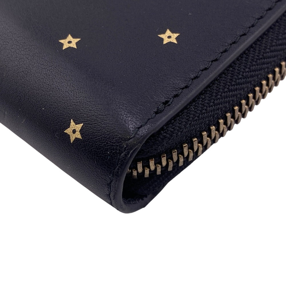 Christian Dior Long Wallet Purse leather black Stars Collection Women(Unisex) Used Authentic