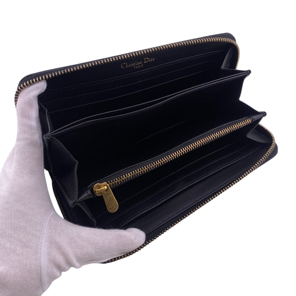 Christian Dior Long Wallet Purse leather black Stars Collection Women(Unisex) Used Authentic