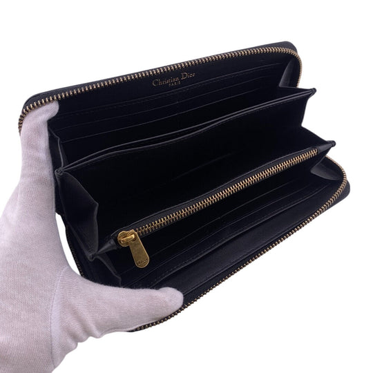 Christian Dior Long Wallet Purse leather black Stars Collection Women(Unisex) Used Authentic
