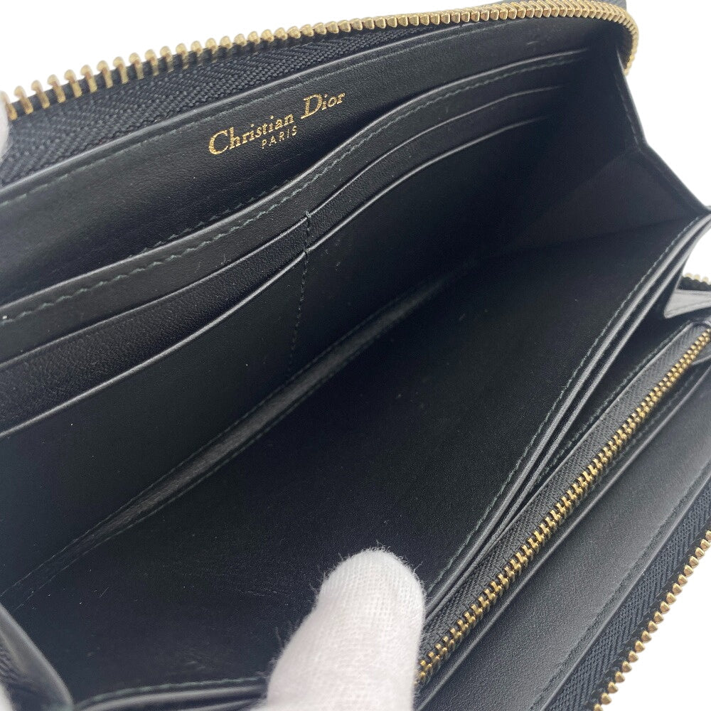 Christian Dior Long Wallet Purse leather black Stars Collection Women(Unisex) Used Authentic