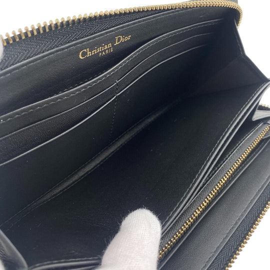 Christian Dior Long Wallet Purse leather black Stars Collection Women(Unisex) Used Authentic