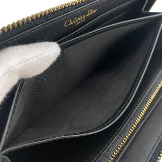 Christian Dior Long Wallet Purse leather black Stars Collection Women(Unisex) Used Authentic