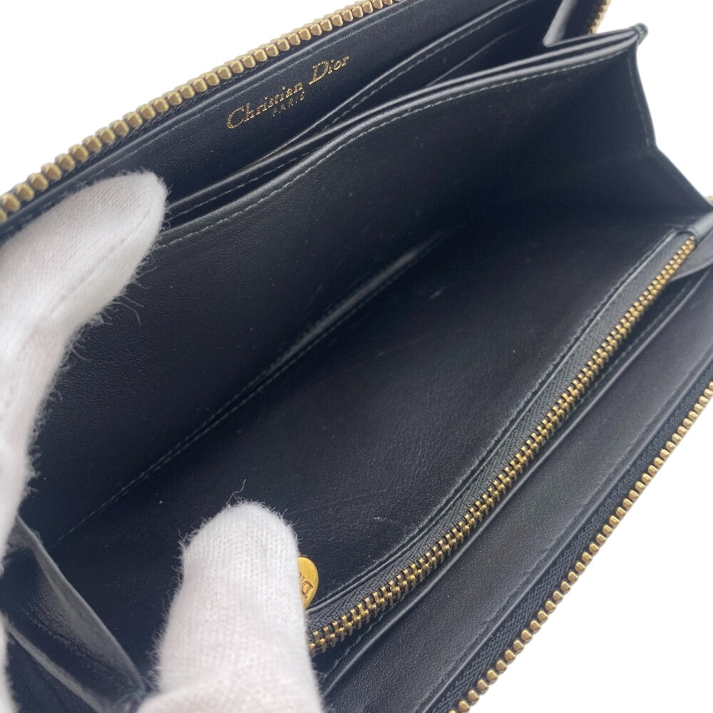 Christian Dior Long Wallet Purse leather black Stars Collection Women(Unisex) Used Authentic