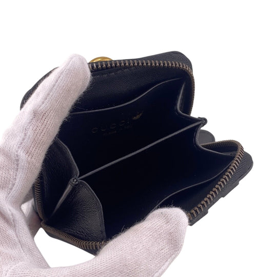 GUCCI Coin case 721903 leather black Adidas Collaboration Card Case Trefoil Leather Shoulder Pouch Women(Unisex) Used Authentic