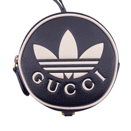 GUCCI Coin case 721903 leather black Adidas Collaboration Card Case Trefoil Leather Shoulder Pouch Women(Unisex) Used Authentic