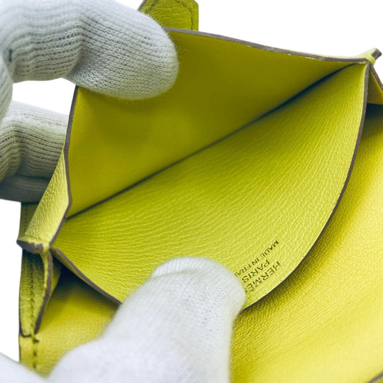 HERMES Card Case Chevre Misol yellow Baan Women(Unisex) Used Authentic