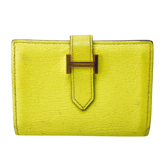 HERMES Card Case Chevre Misol yellow Baan Women(Unisex) Used Authentic