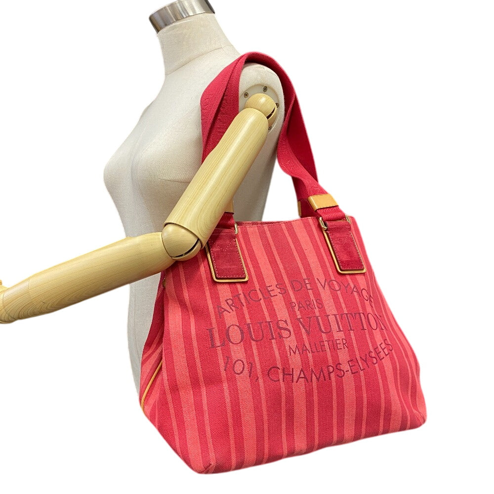 LOUIS VUITTON Tote Bag M94146 canvas pink logo Plat'n Soleil Hippo PM Women Used Authentic