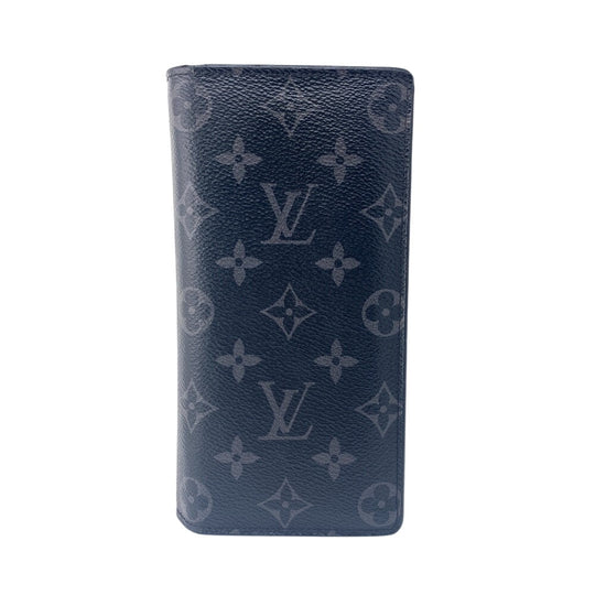 LOUIS VUITTON Long Wallet Purse M61697 leather black Monogram Eclipse Plat the Portefeuille(Unisex) Used Authentic