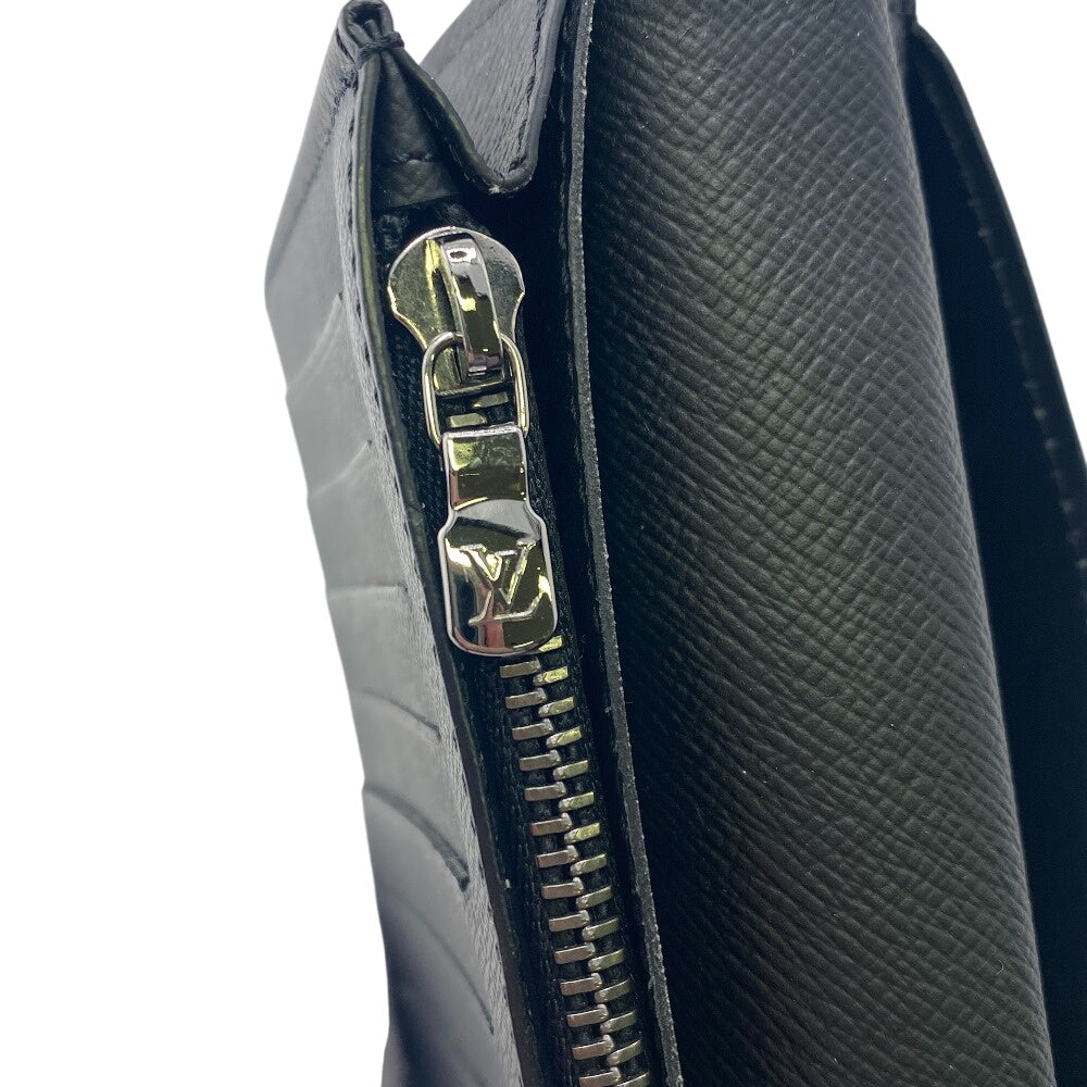 LOUIS VUITTON Long Wallet Purse M61697 leather black Monogram Eclipse Plat the Portefeuille(Unisex) Used Authentic