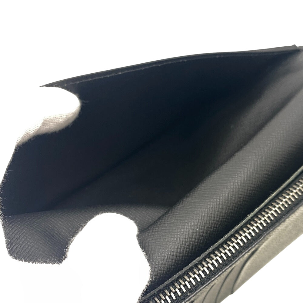 LOUIS VUITTON Long Wallet Purse M61697 leather black Monogram Eclipse Plat the Portefeuille(Unisex) Used Authentic