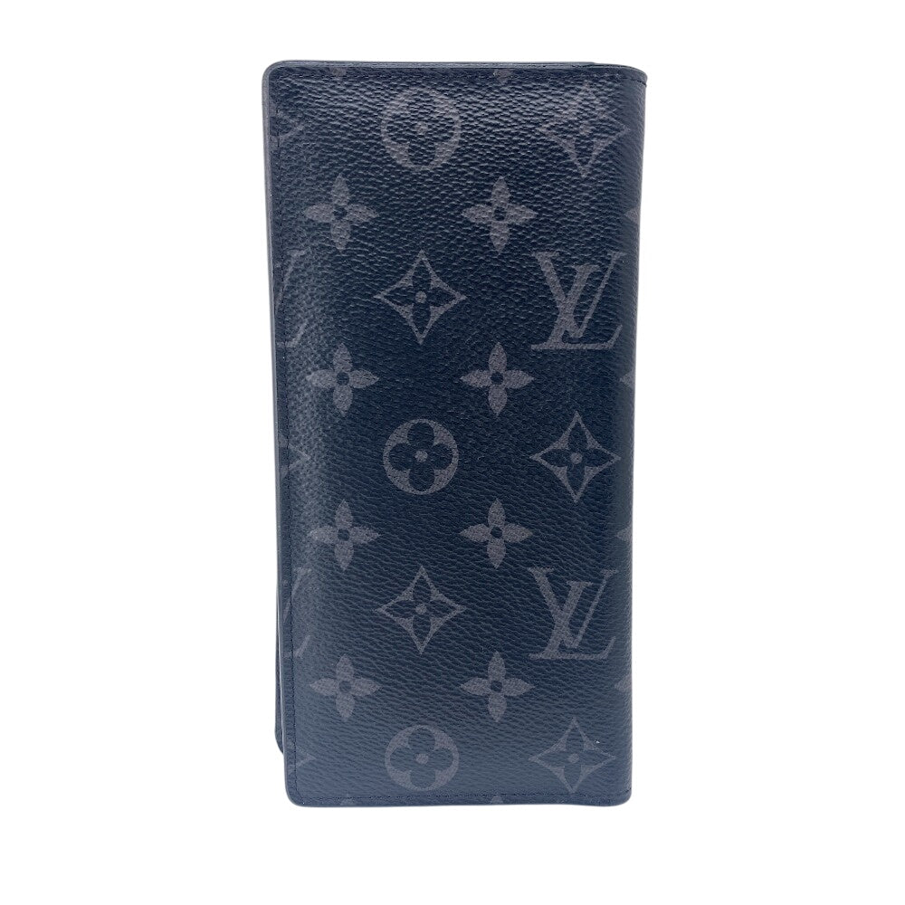 LOUIS VUITTON Long Wallet Purse M61697 leather black Monogram Eclipse Plat the Portefeuille(Unisex) Used Authentic