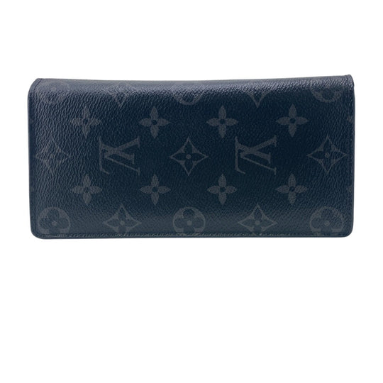 LOUIS VUITTON Long Wallet Purse M61697 leather black Monogram Eclipse Plat the Portefeuille(Unisex) Used Authentic