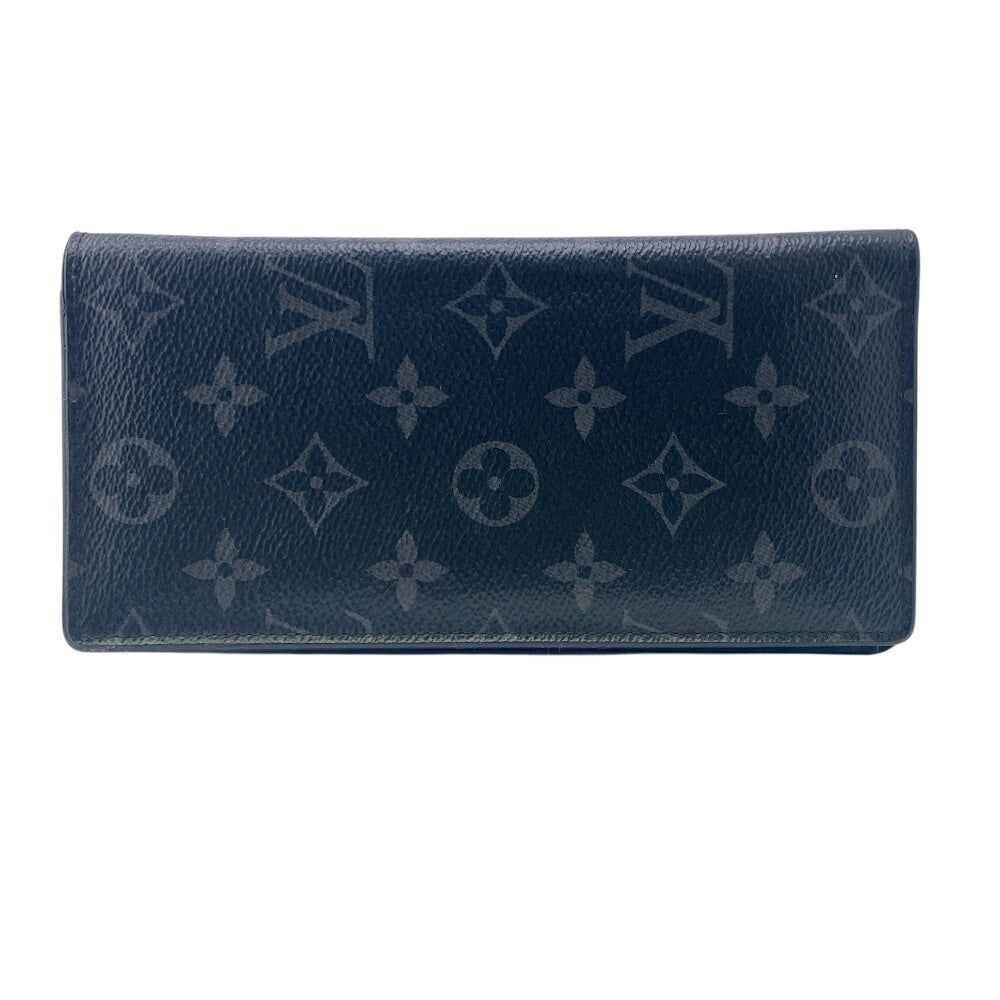 LOUIS VUITTON Long Wallet Purse M61697 leather black Monogram Eclipse Plat the Portefeuille(Unisex) Used Authentic