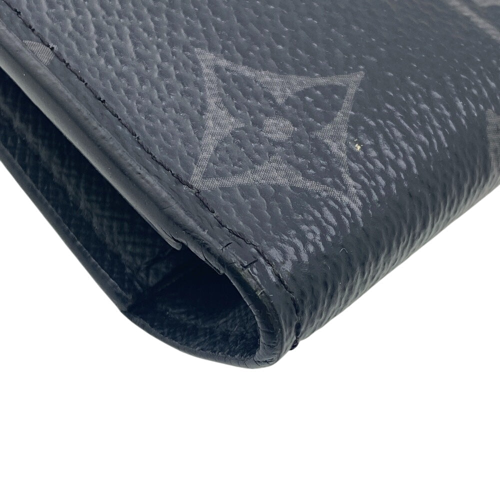 LOUIS VUITTON Long Wallet Purse M61697 leather black Monogram Eclipse Plat the Portefeuille(Unisex) Used Authentic