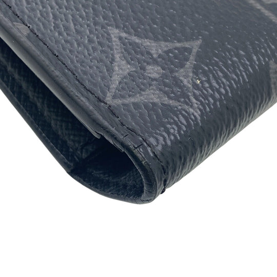 LOUIS VUITTON Long Wallet Purse M61697 leather black Monogram Eclipse Plat the Portefeuille(Unisex) Used Authentic
