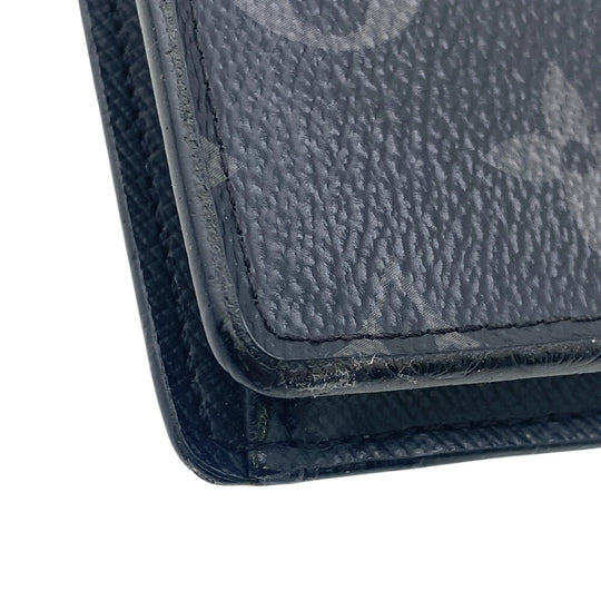 LOUIS VUITTON Long Wallet Purse M61697 leather black Monogram Eclipse Plat the Portefeuille(Unisex) Used Authentic