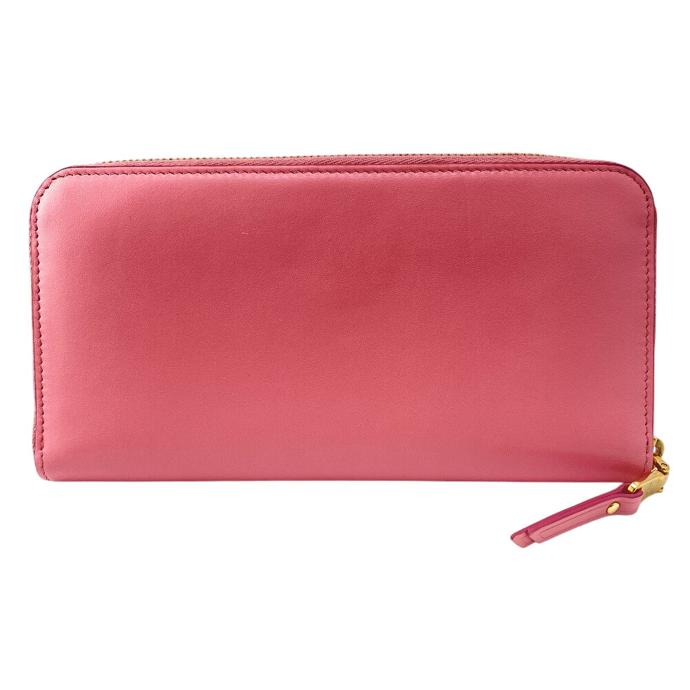 MIUMIU Long Wallet Purse leather pink ribbon Women Used Authentic
