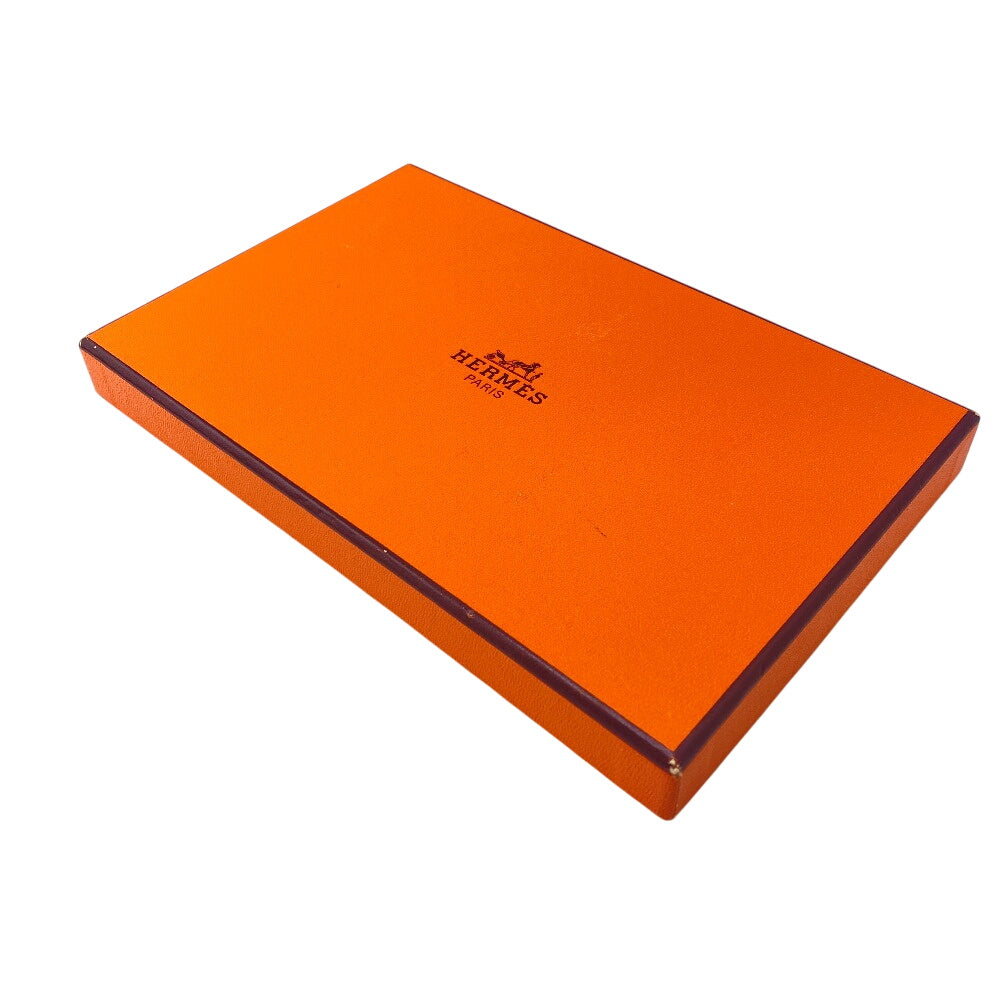 HERMES Long Wallet Purse Chevre Misol Orange Bean Women Used Authentic