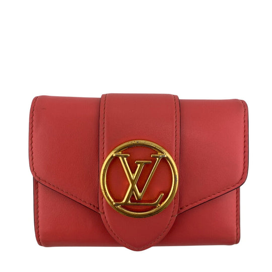 LOUIS VUITTON Tri-fold wallet M69177 leather pink Portefeuille LV Pont Neuf Compact Women Used Authentic