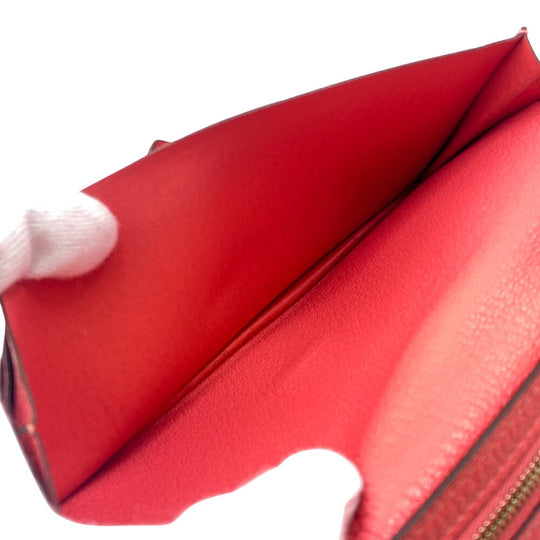 HERMES Long Wallet Purse Chevre Misol pink Beansufla Women Used Authentic